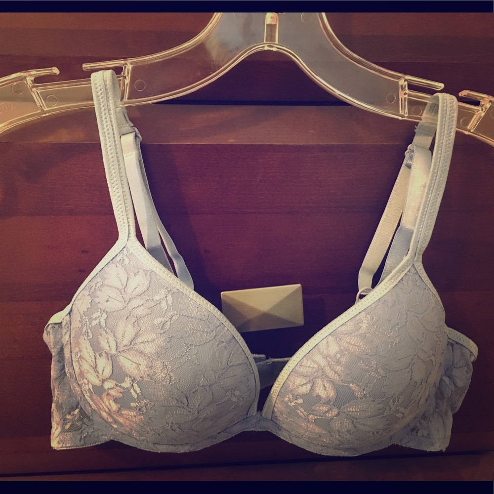 Blue lace bra